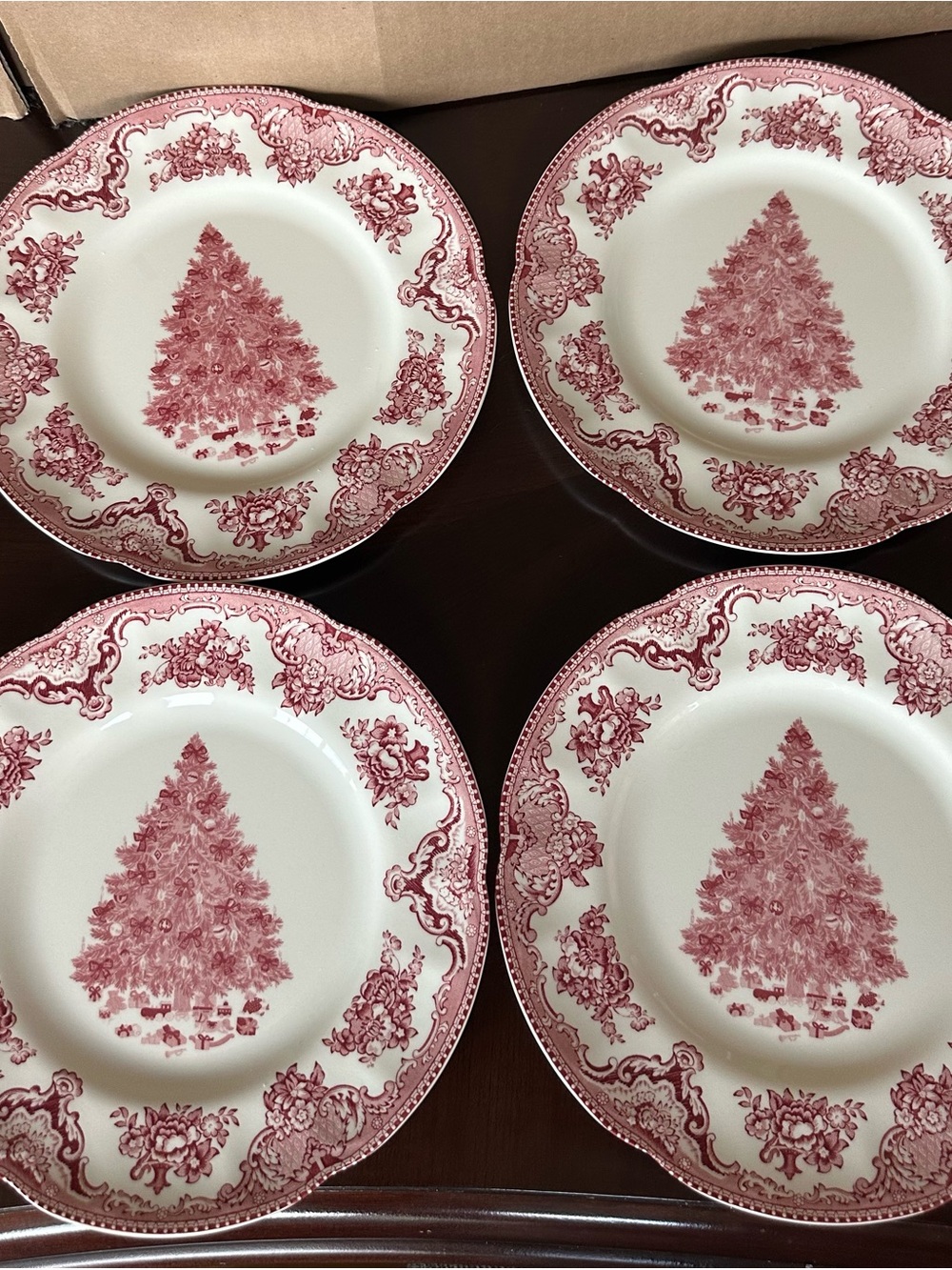 vintage johnson bro. old britain castle christmas tree plate 8" set of 4